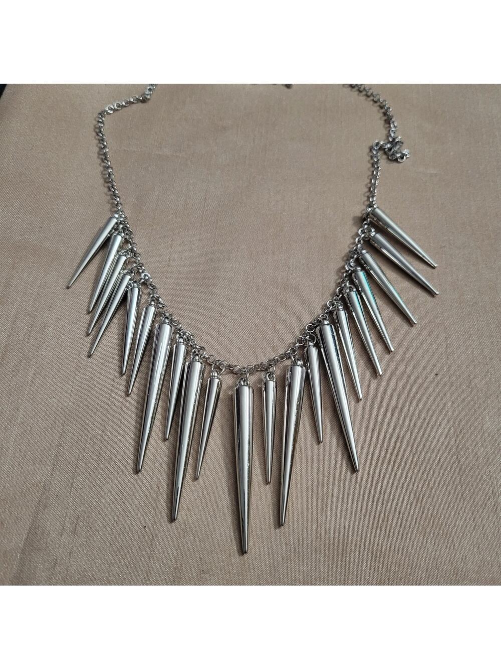 Long spiked chain necklace, lightweight acrylic
